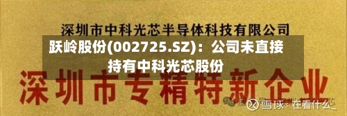 跃岭股份(002725.SZ):公司未直接持有中科光芯股份